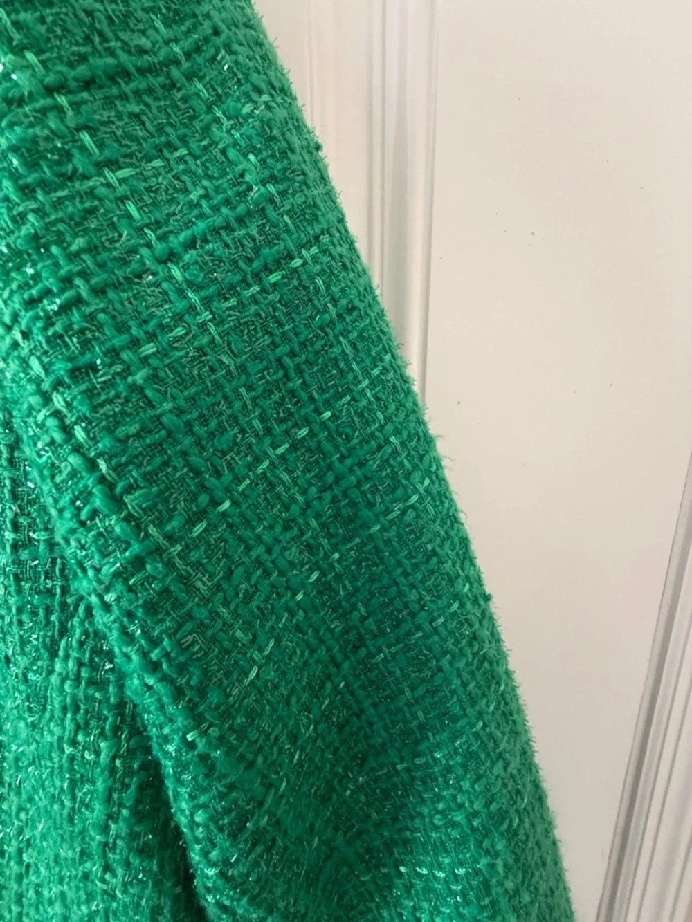 Emerald Green Tweed Double-Breasted Blazer Jacket